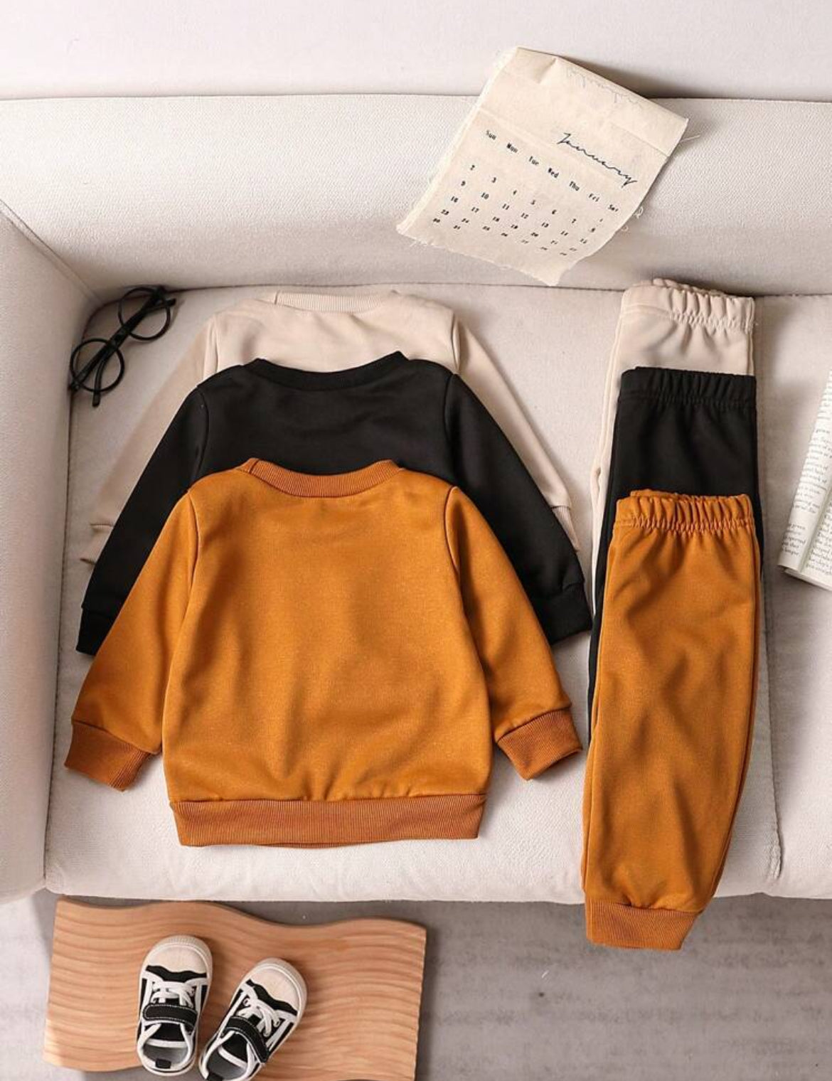 6pcs/Set, Round Neck Long Sleeve Hoodie And Pants, Suitable For All Seasons, Gender Neutral