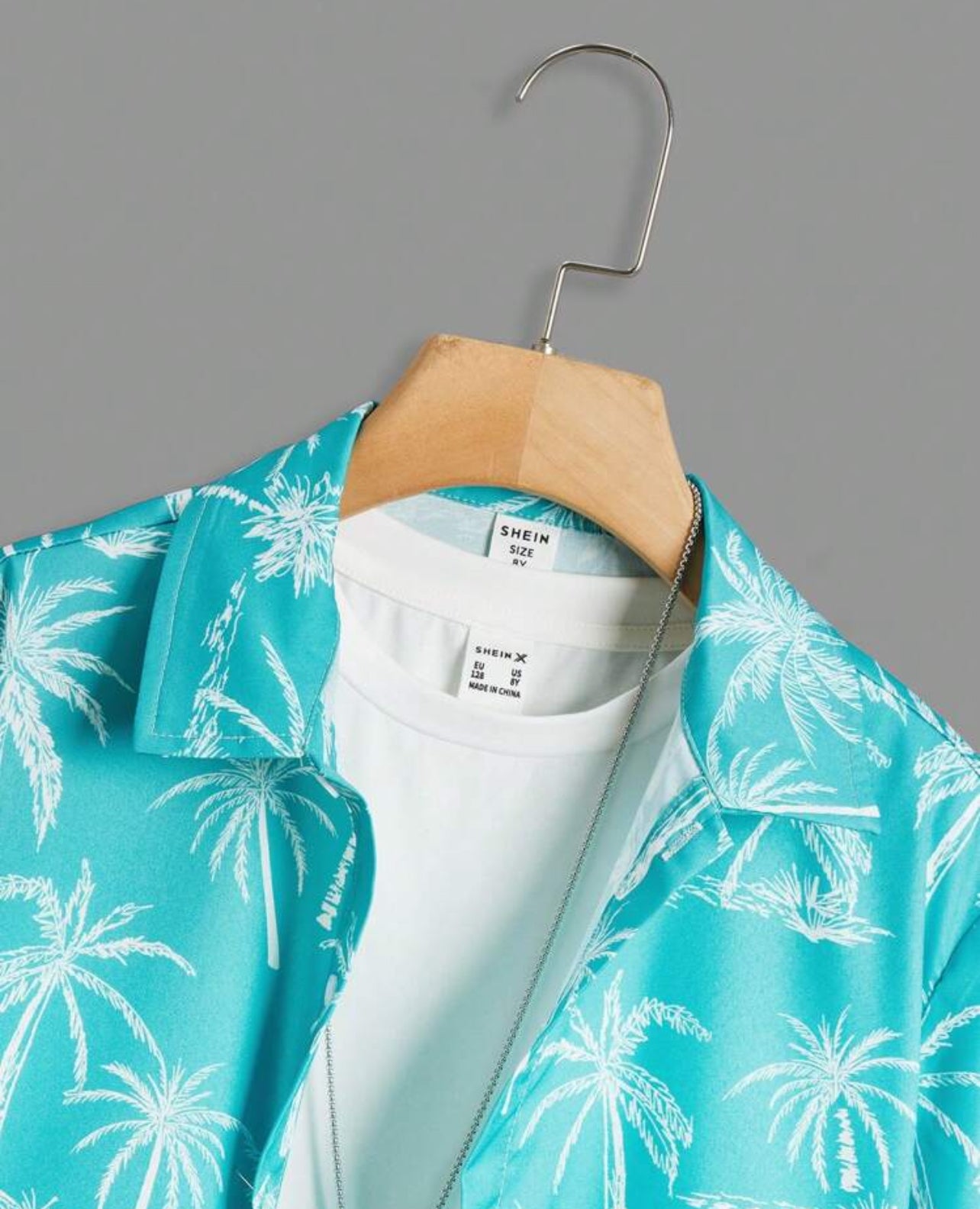 Coconut Tree, Down Collar Short Sleeve Woven Shirt