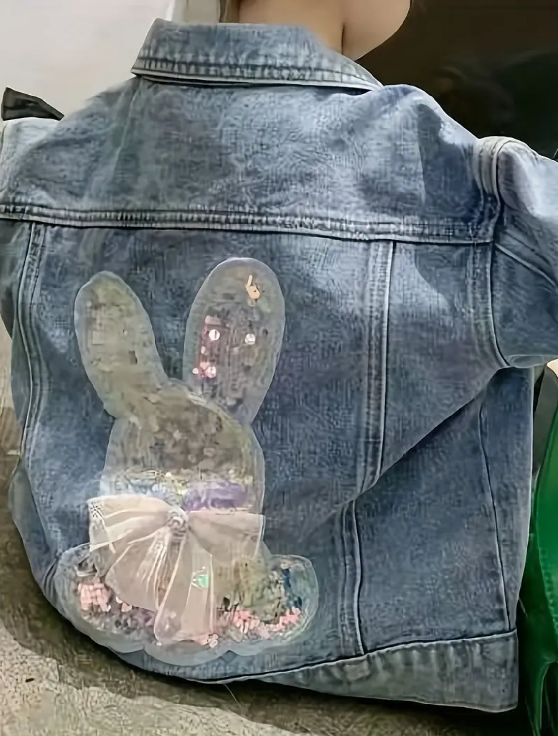 Chaqueta de niña con parches “Denim Bunny”🐰