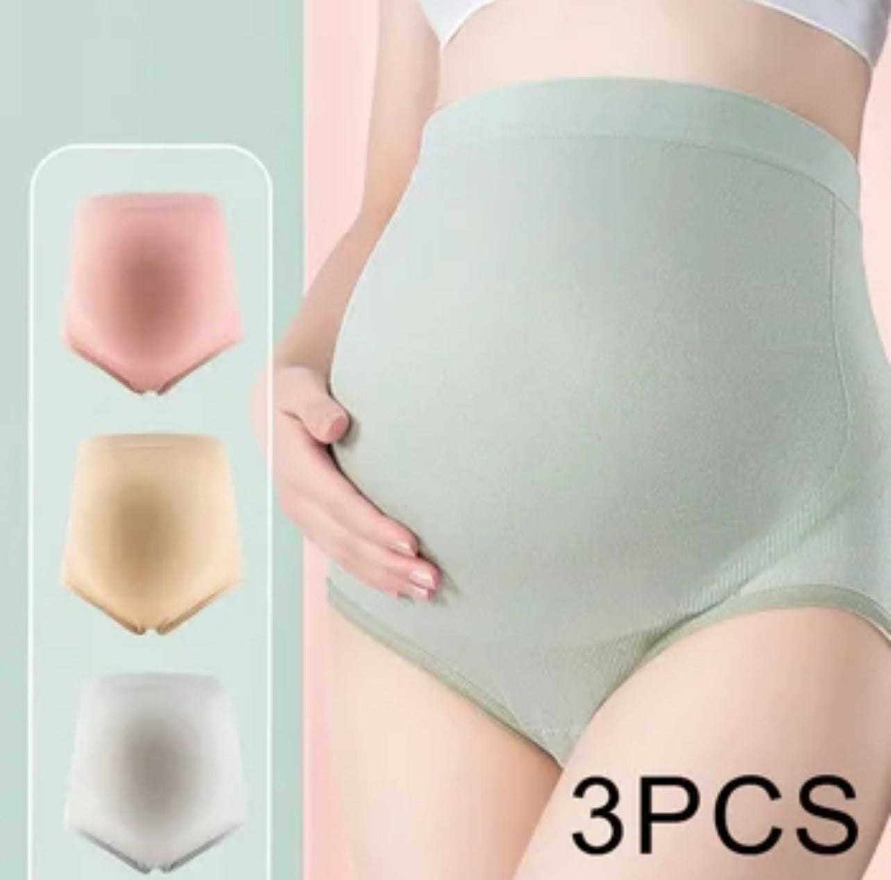 3 piezas, bragas de maternidad para mujer, cintura alta, soporte para el vientre completo