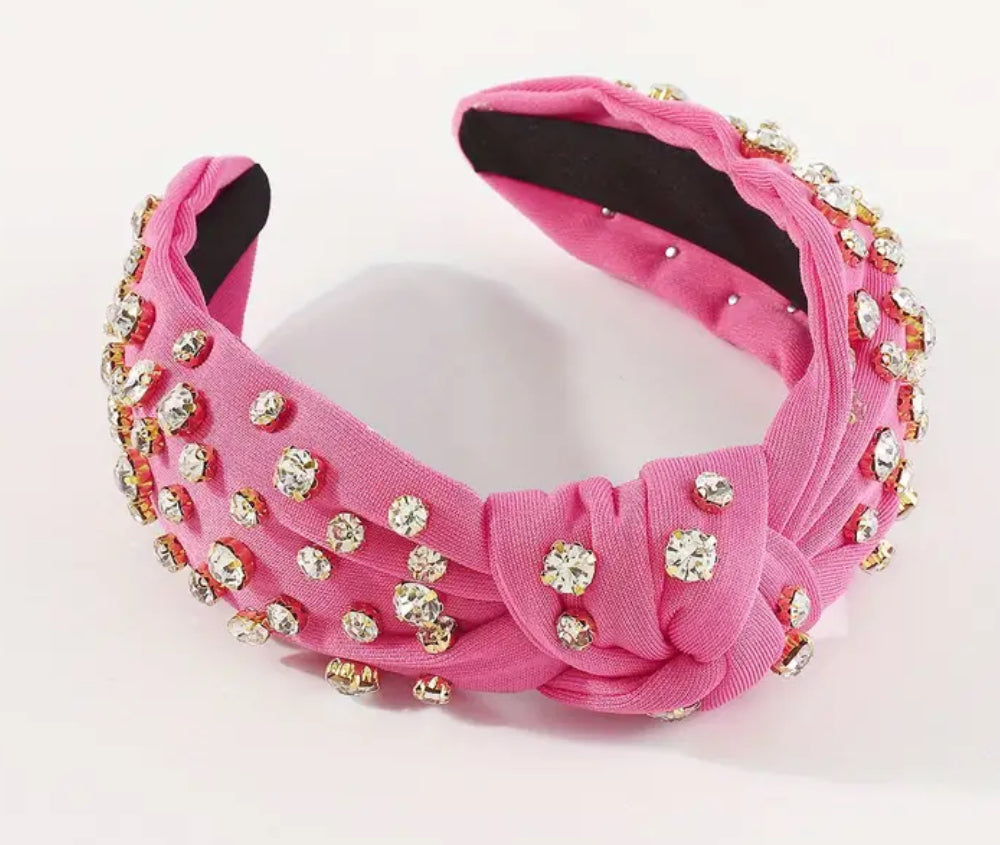 Youth, 1pc Baroque, Light Luxury Headband With Rhinestone And Exaggerated Fabric Knotted