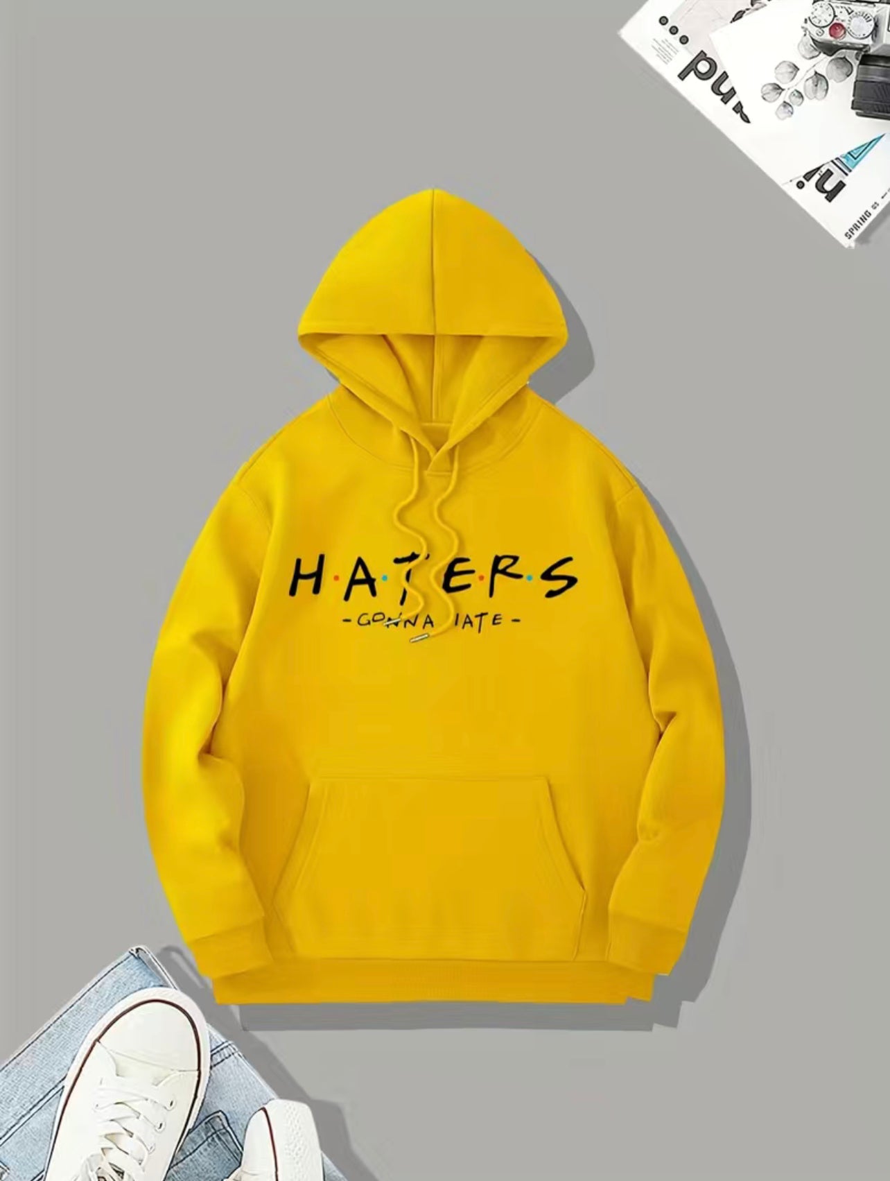 “Haters Gonna Hate” Pullover Hoodie - Kangaroo Pocket, Loose Casual Fit, Perfect Gift for Men or Women