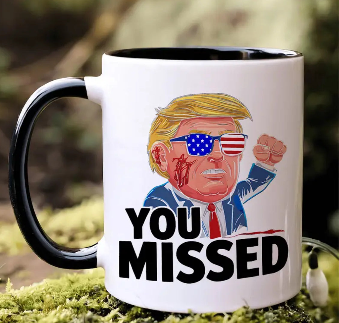 1pc, "Të MUNGON!" Trump, filxhan kafeje qeramike 11oz