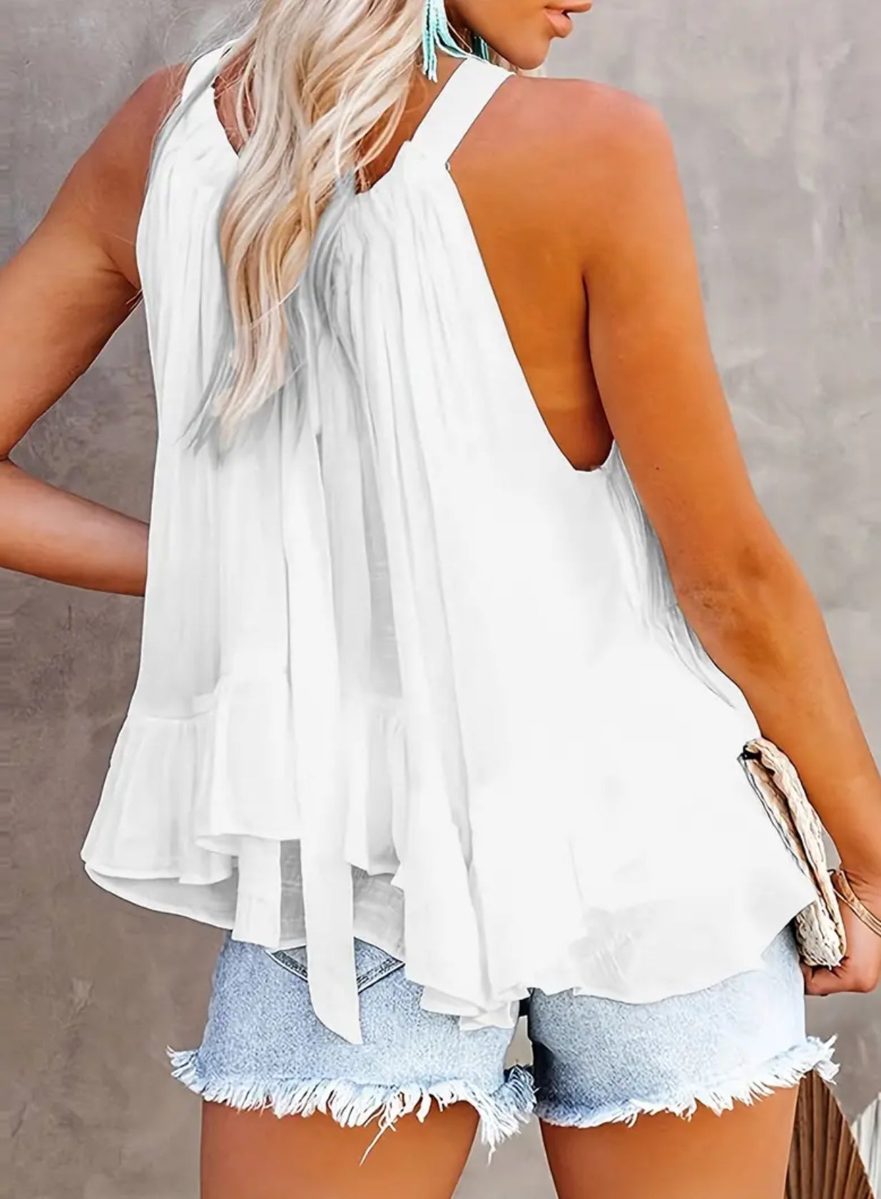 Sleeveless Ruffle Trim Blouse, Casual and Stylish