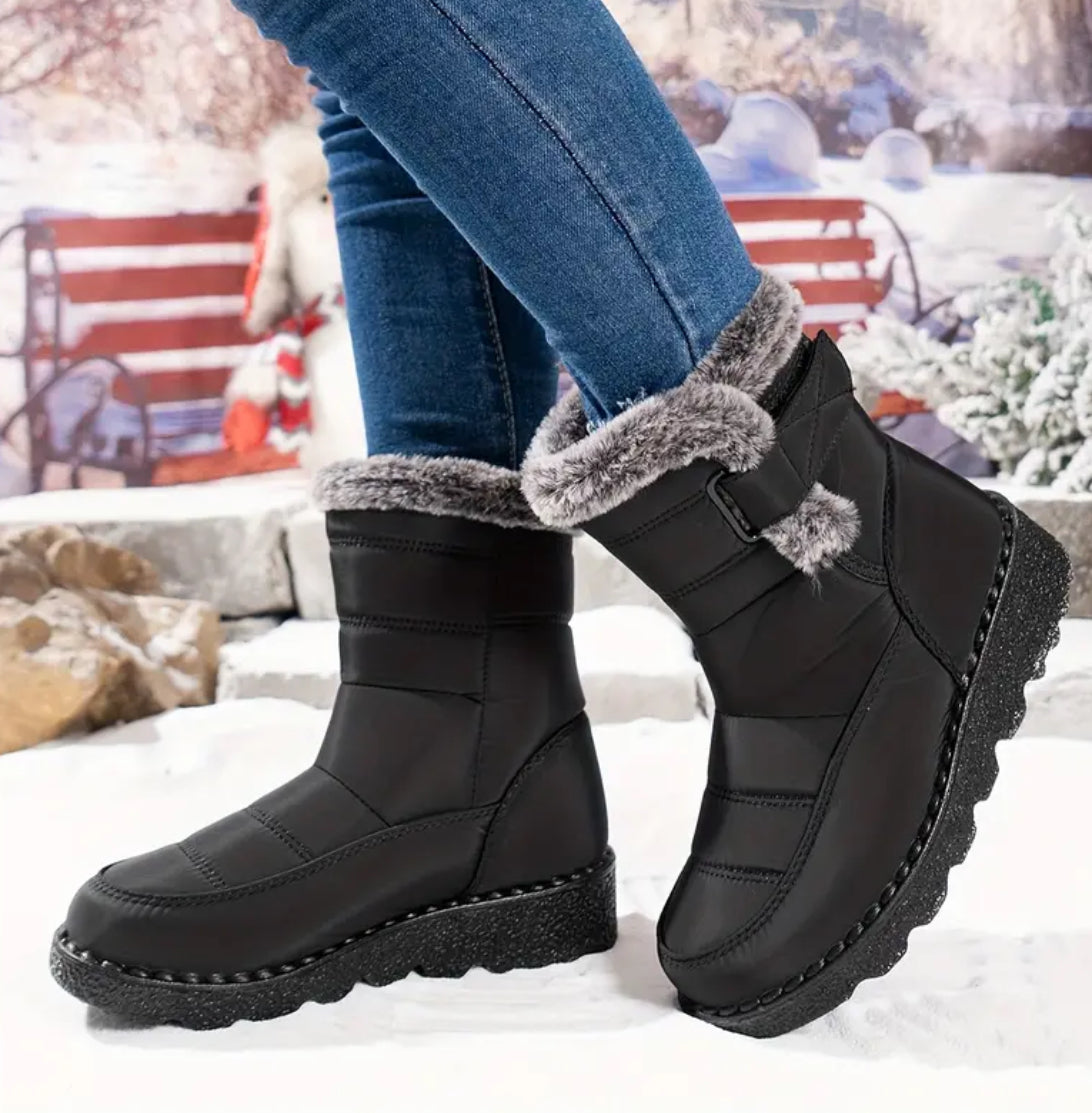 “Canada Winter” Non-Slip, Hook-and-loop Fastener Closure, Warm Fleece Lining, Wedge Heel