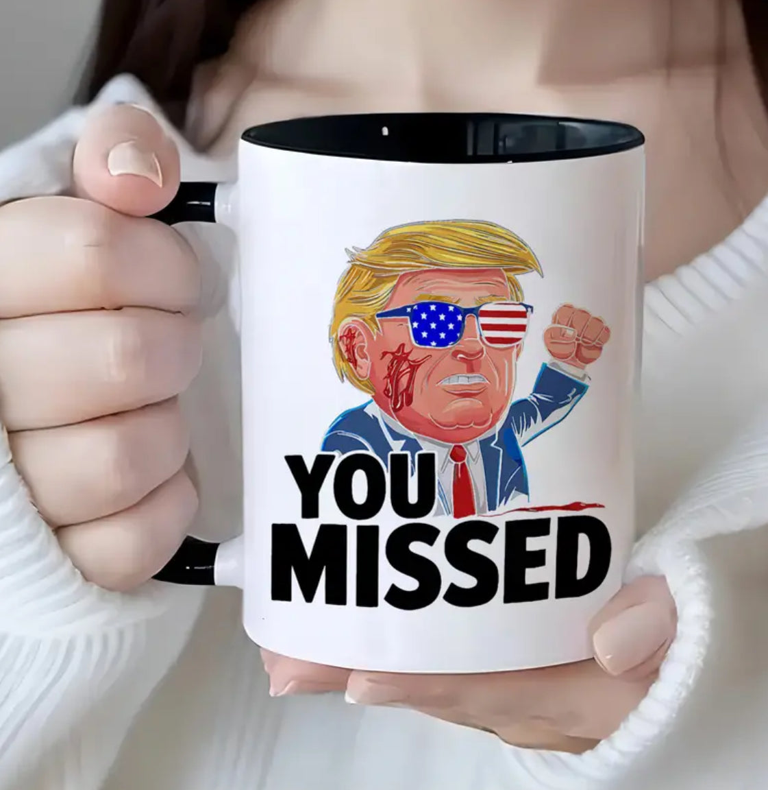 1pc, "Të MUNGON!" Trump, filxhan kafeje qeramike 11oz