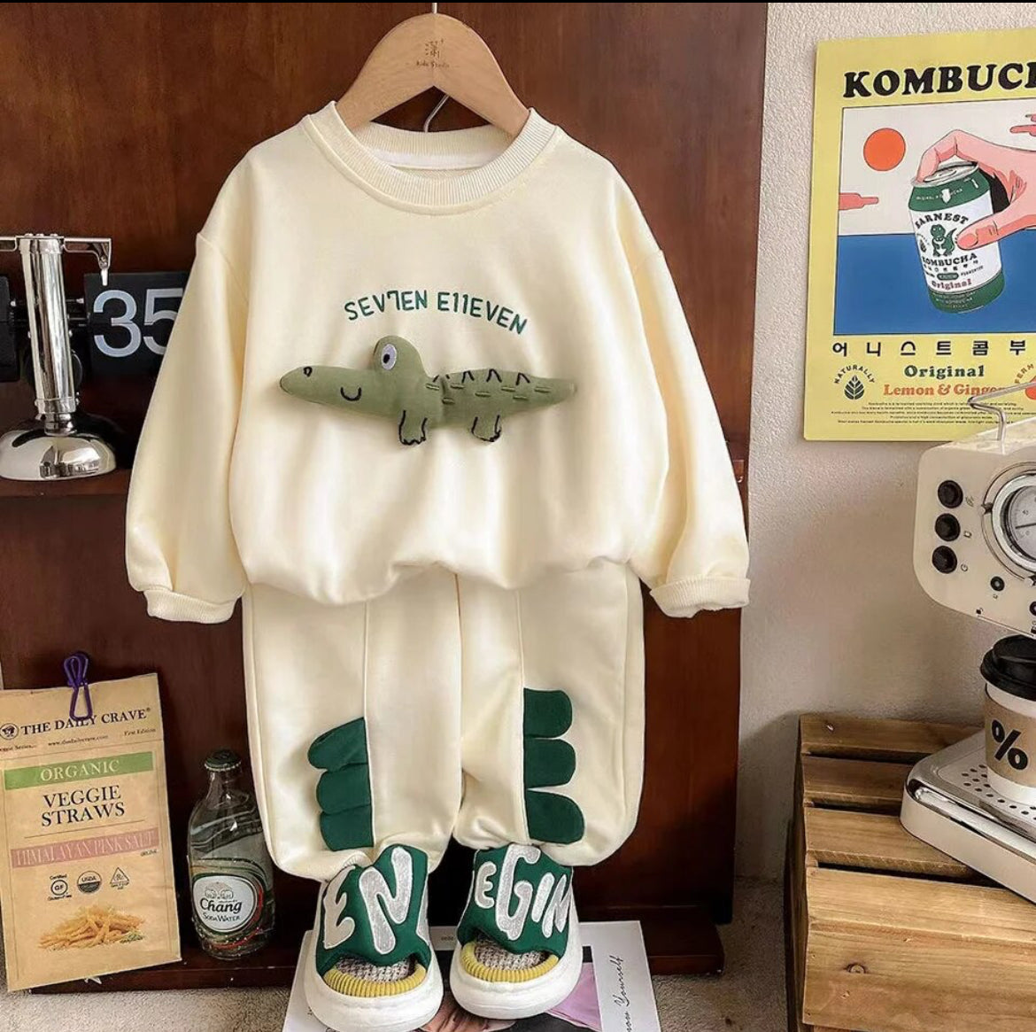 Alligator, Two Piece Set.   Sweater +Pant Baby Clothes Outfits