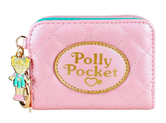 ‘Polly Pocket’ Multifunctional Faux Leather Wallet with Zipper Snap Closure Credit Card Holder Polyester Lining & Keychain