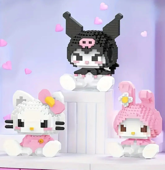 Bloques de construcción lindos autorizados por Sanrio Kawaii Melody, Hello Kitty, Kuromi