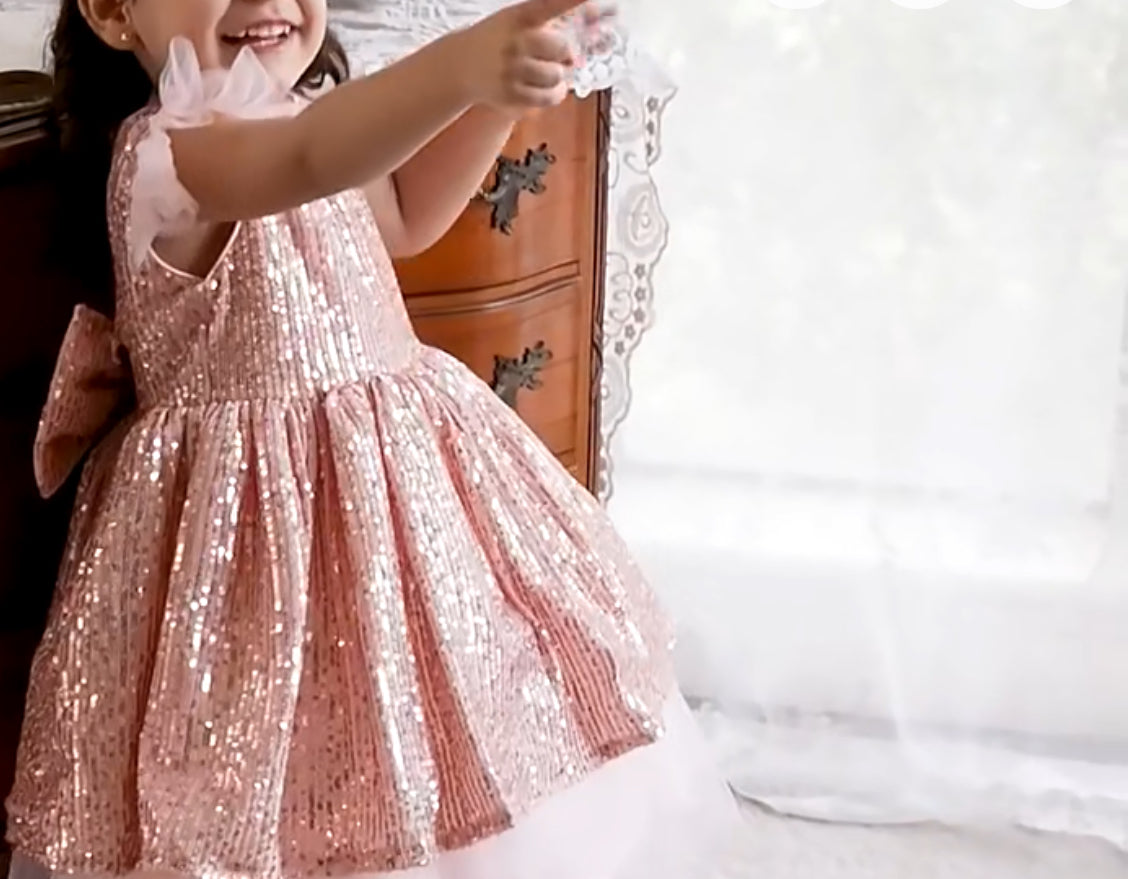 Vestido princesa glamoroso de tul con lentejuelas y rosas