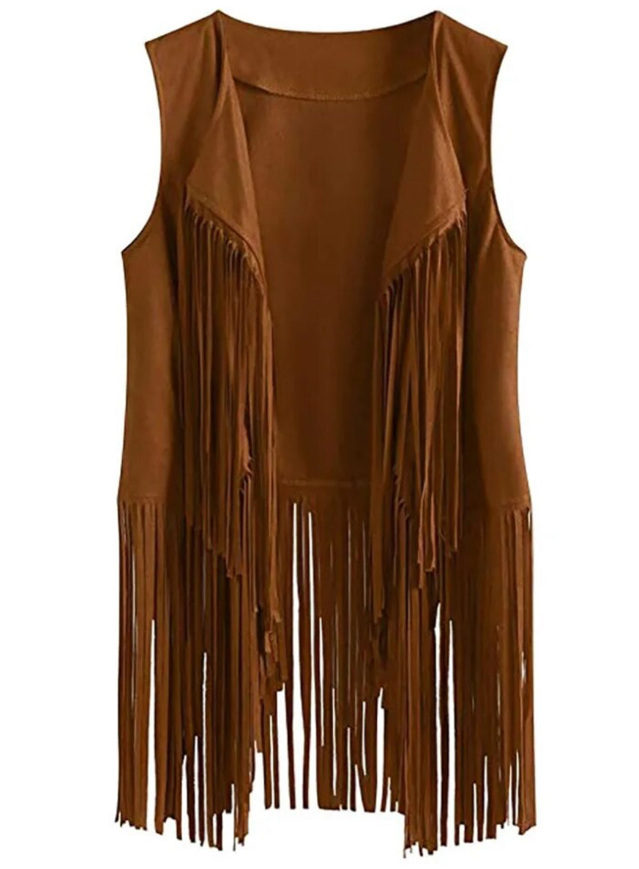 Fringe Tassels, Leather Suede,Western Country Cowgirl Vest