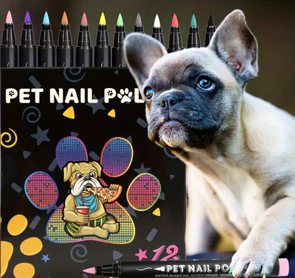 1 Set Of 12 Quick Drying, Acrylic Pet Safe, Easy To Use Nails Paint Markers For Dogs, Cats & other Pets