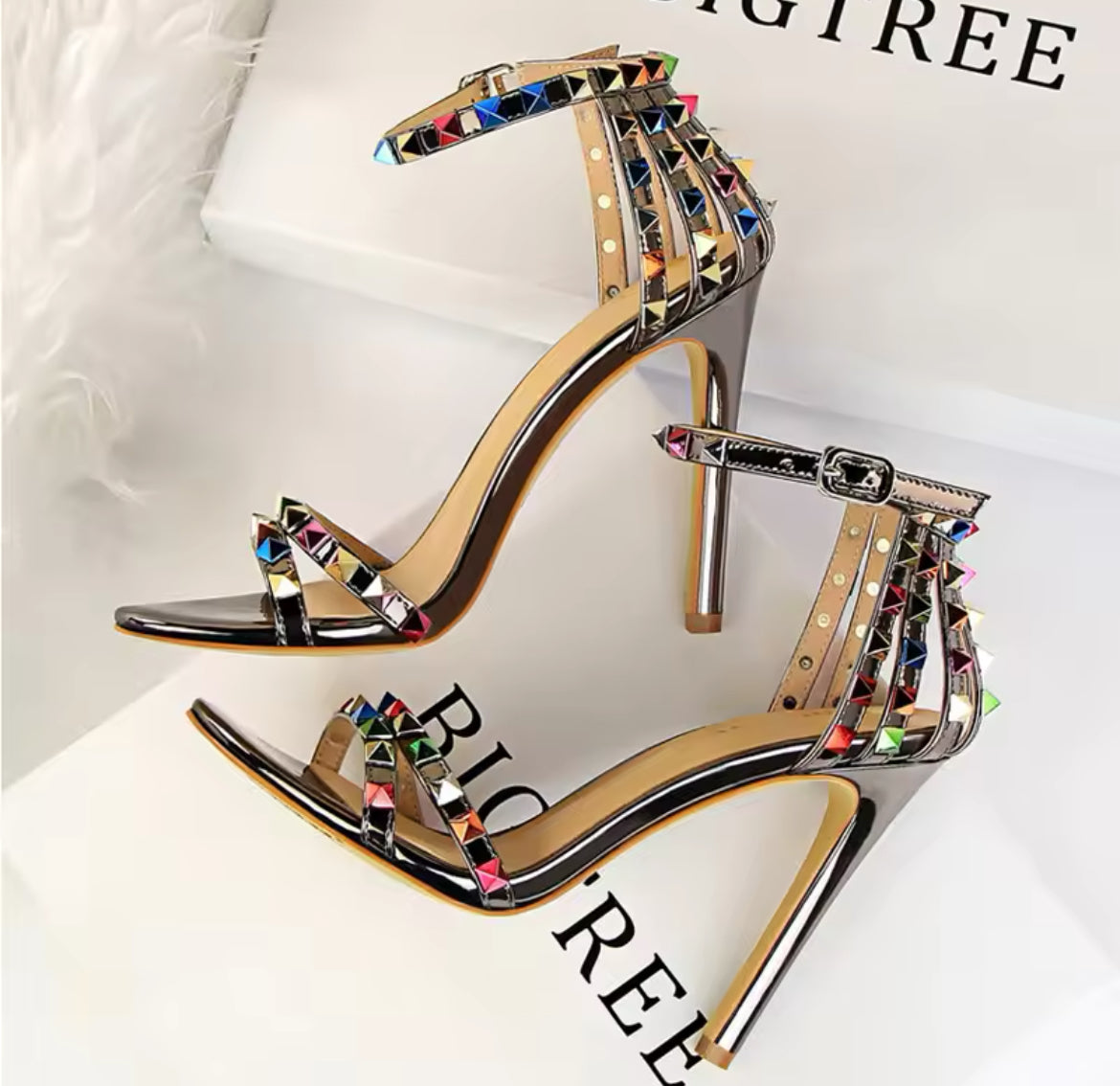 “Rainbows & Stilettos” Roman Style Heeled Sandals, Hollow Out