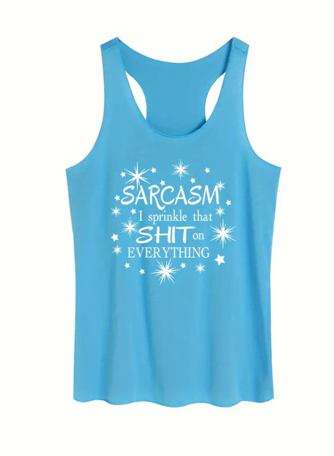 Camiseta sin mangas ajustada de moda de verano para mujer con "Sarcasmo"