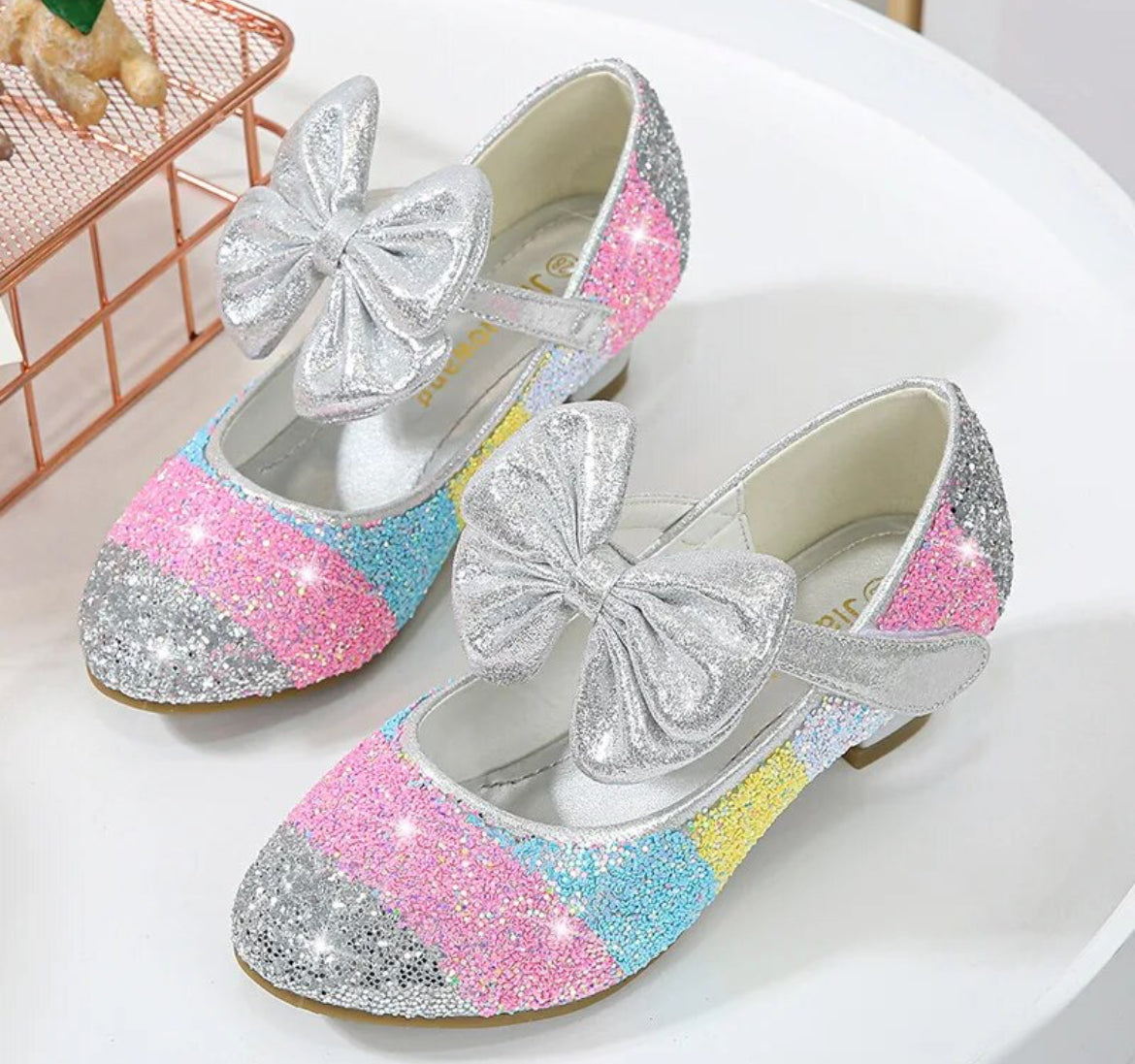 Rainbows, Oh My! Round-Toe Princess Glitter Heels