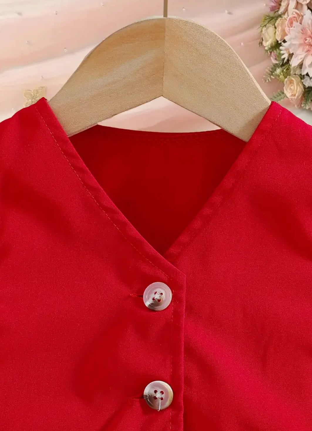 Girls ‘PAINT THE TOWN RED’ Fashion 2pcs Set Button Up Front Clip Vest + Elastic Waist Pants 