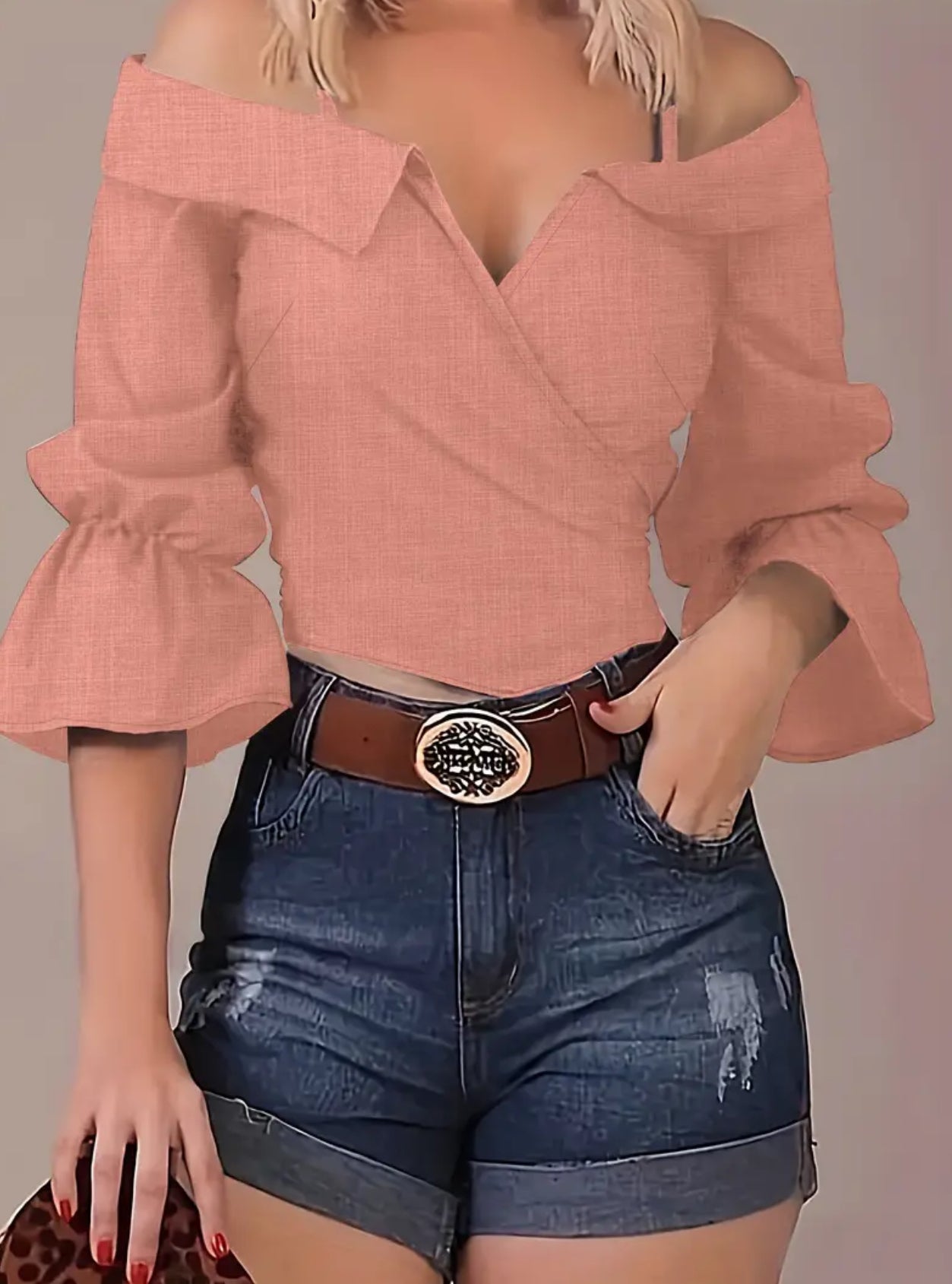 Country Girl, Casual Bell Sleeve, Spaghetti Strap Blouse