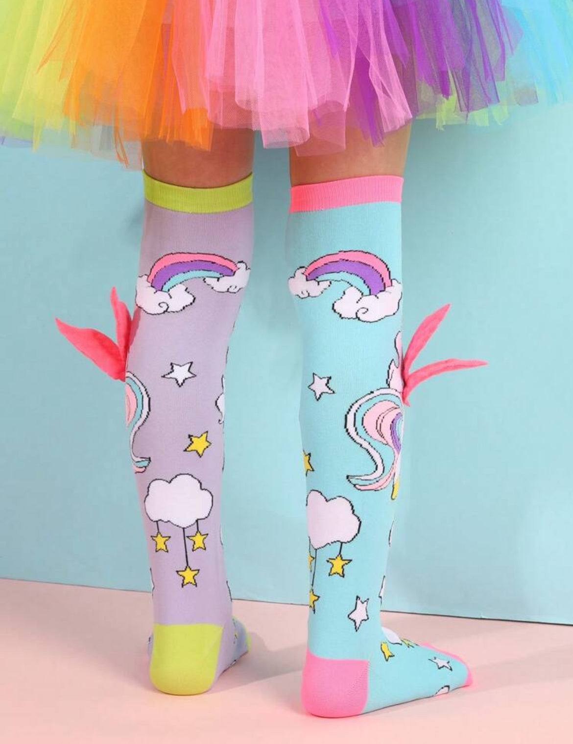 “Puppy & Unicorn Love” 💕 🐾 Pink Cute Little Dog Knee High Socks, 1 Pair