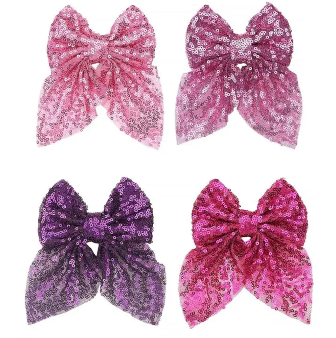 4pcs Vintage Sequin Decor Bowknot Hair Clips