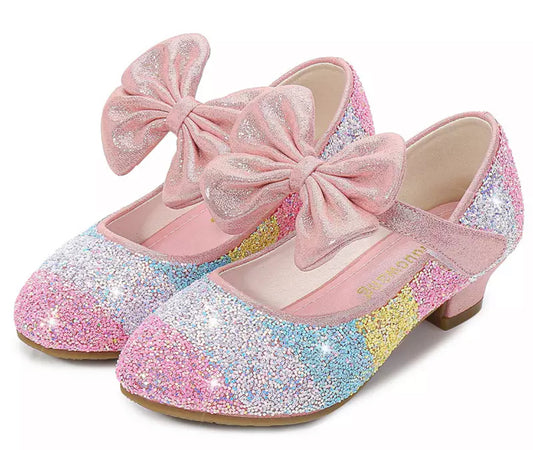 Rainbows, Oh My! Round-Toe Princess Glitter Heels