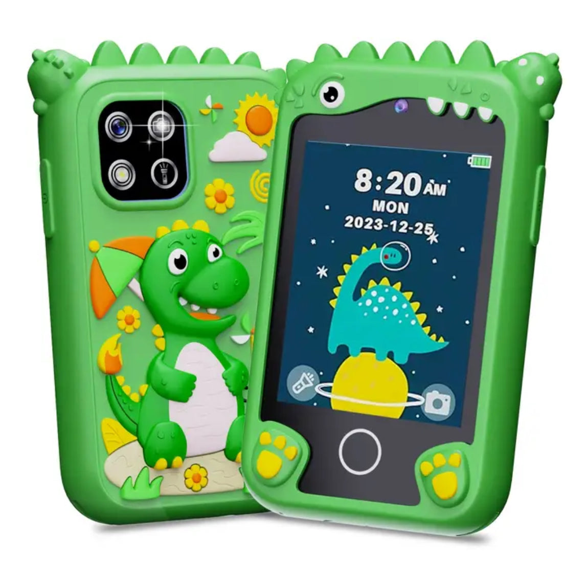 Dinosaur 🦖 Smartphone with Touchscreen, Dual Cameras - USB Rechargeable, Silicone Body