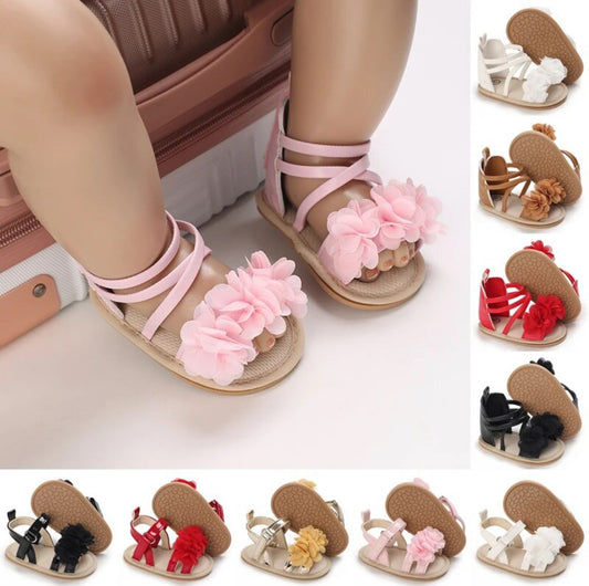 Baby Girl Fashion Sandals, Soft Rubber Sole Anti-Slip, Flower Lace 0-18M, Glam ✨ Babies Collection