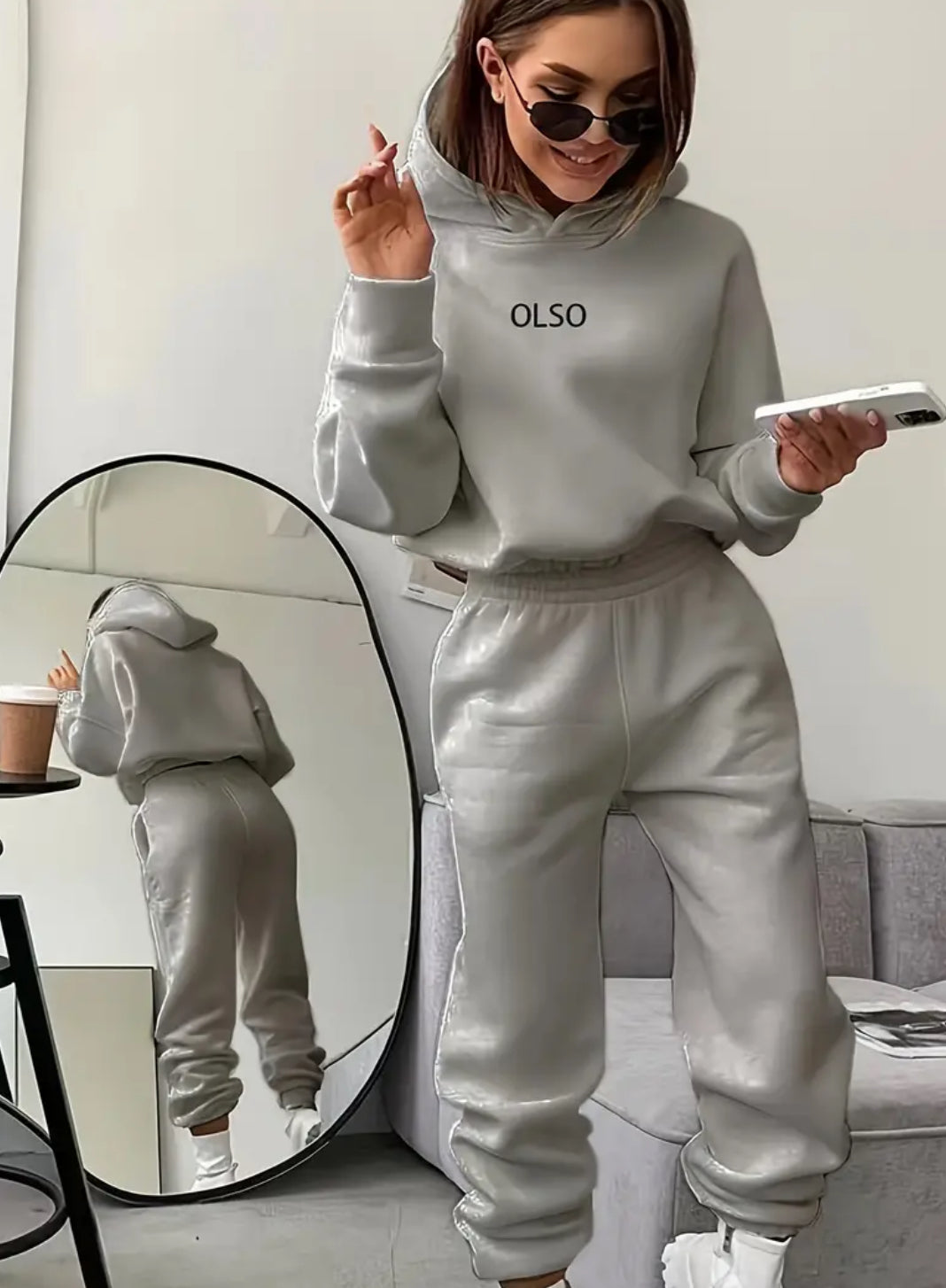 Casual 2 piece, Long Sleeve Hooded Sweatshirt & Elastic Waist Sweatpants