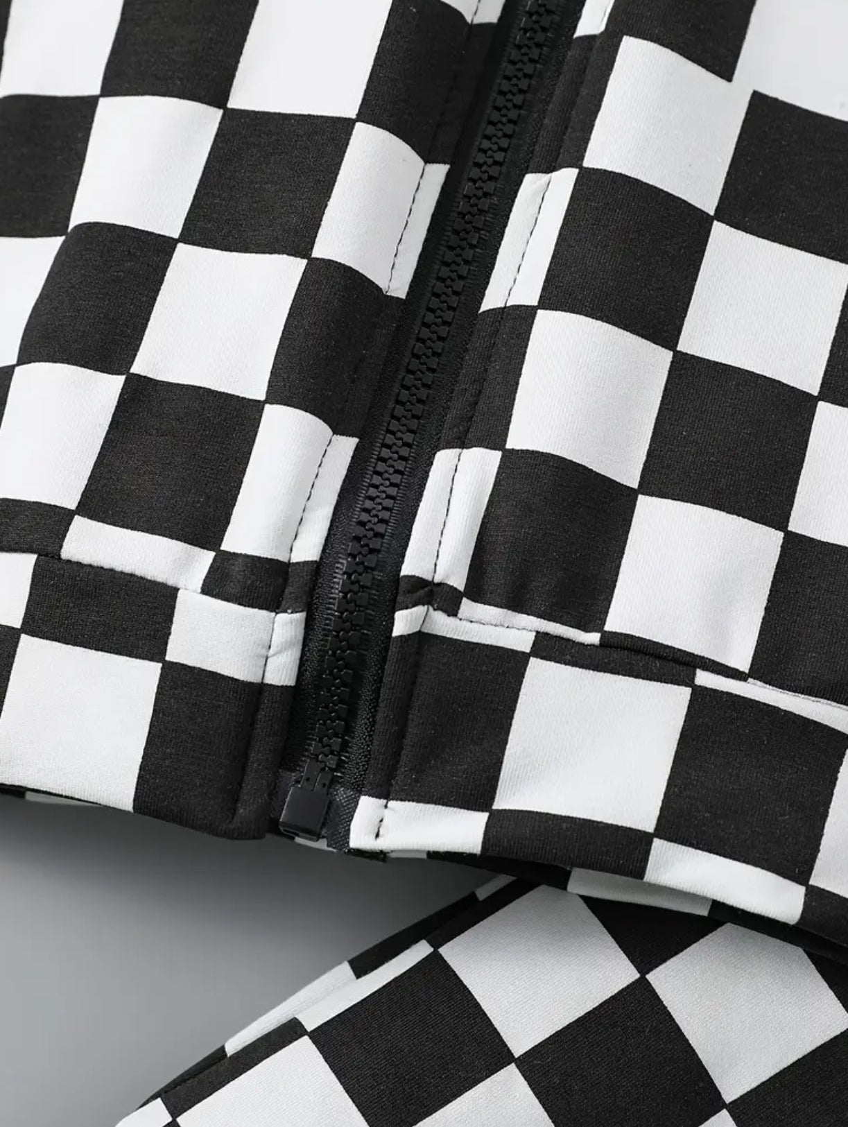 “Rocky” Checkerboard, Zip Up Sweatshirt Top / Pants, 2pcs Outfit Toddler