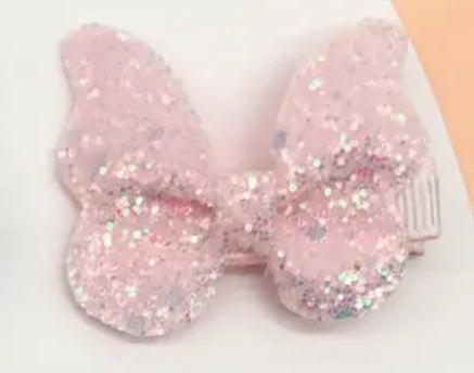 Glitter Bow, Side Clips Hair Accessories