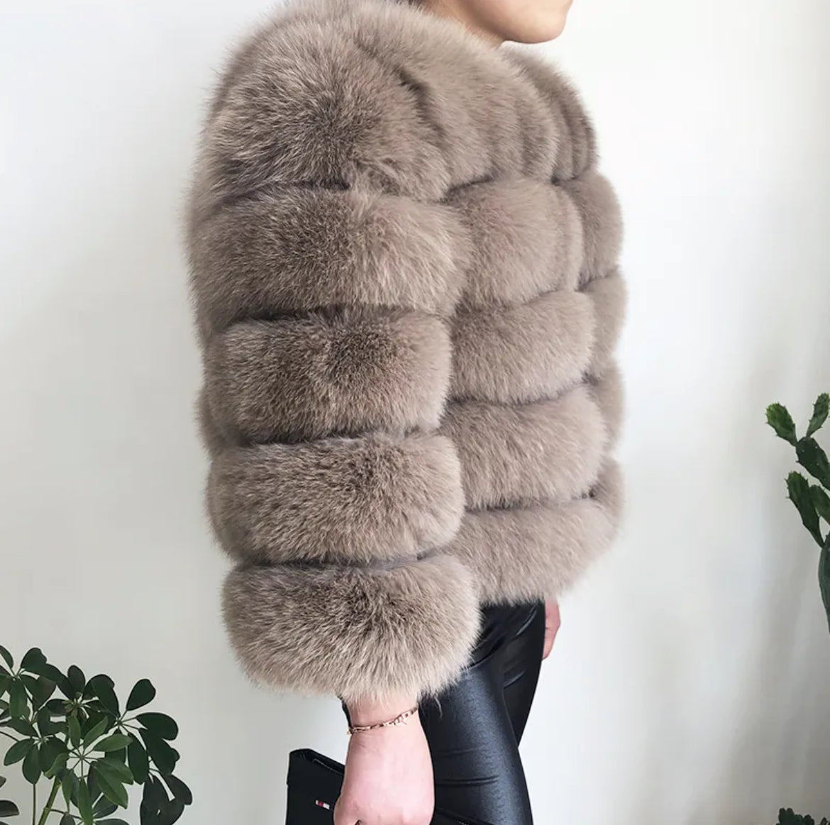 Luxurious “Natural Fox Fur” Taupe Coat