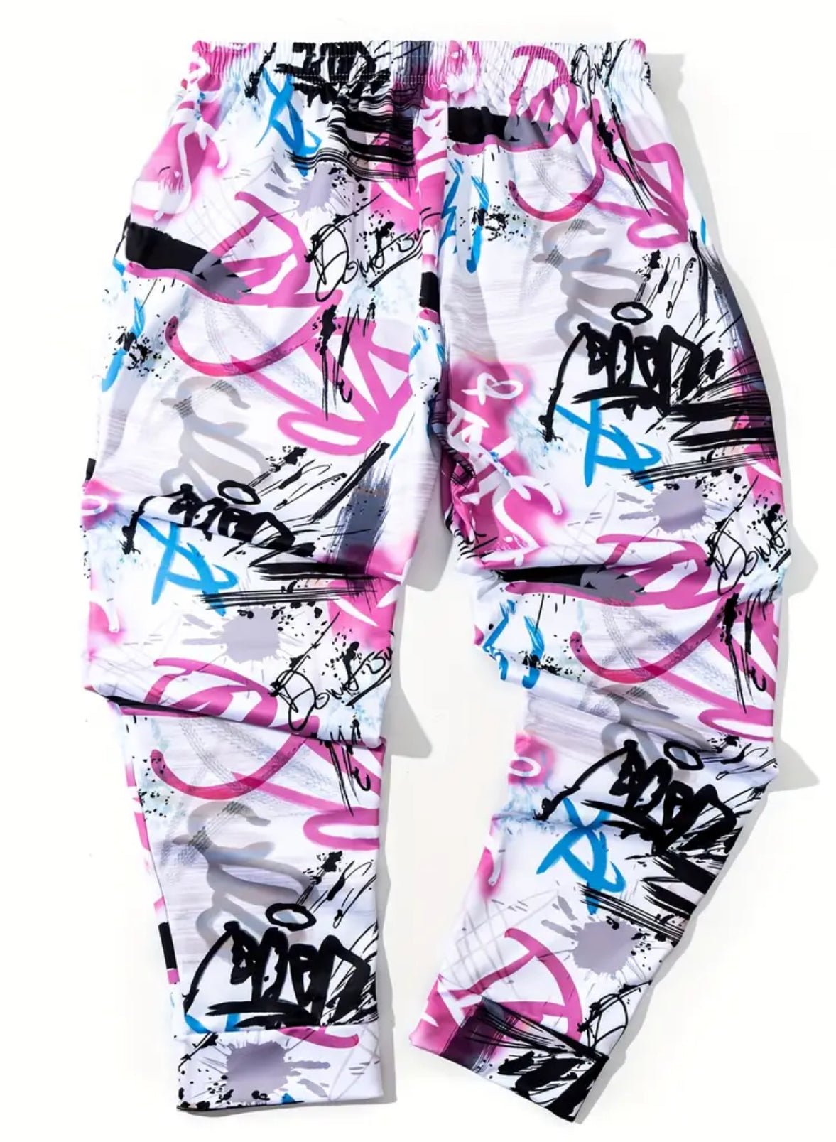 Graffiti Drawstring Loose Fit Joggers, Men’s & Teens