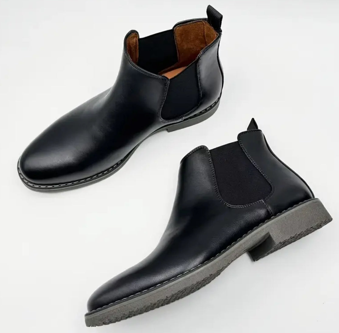 “Bronx” Men’s Chelsea Ankle Boots, Solid Color PU Upper, Inner & Insole, Slip-On Design, Comfortable Ankle Height