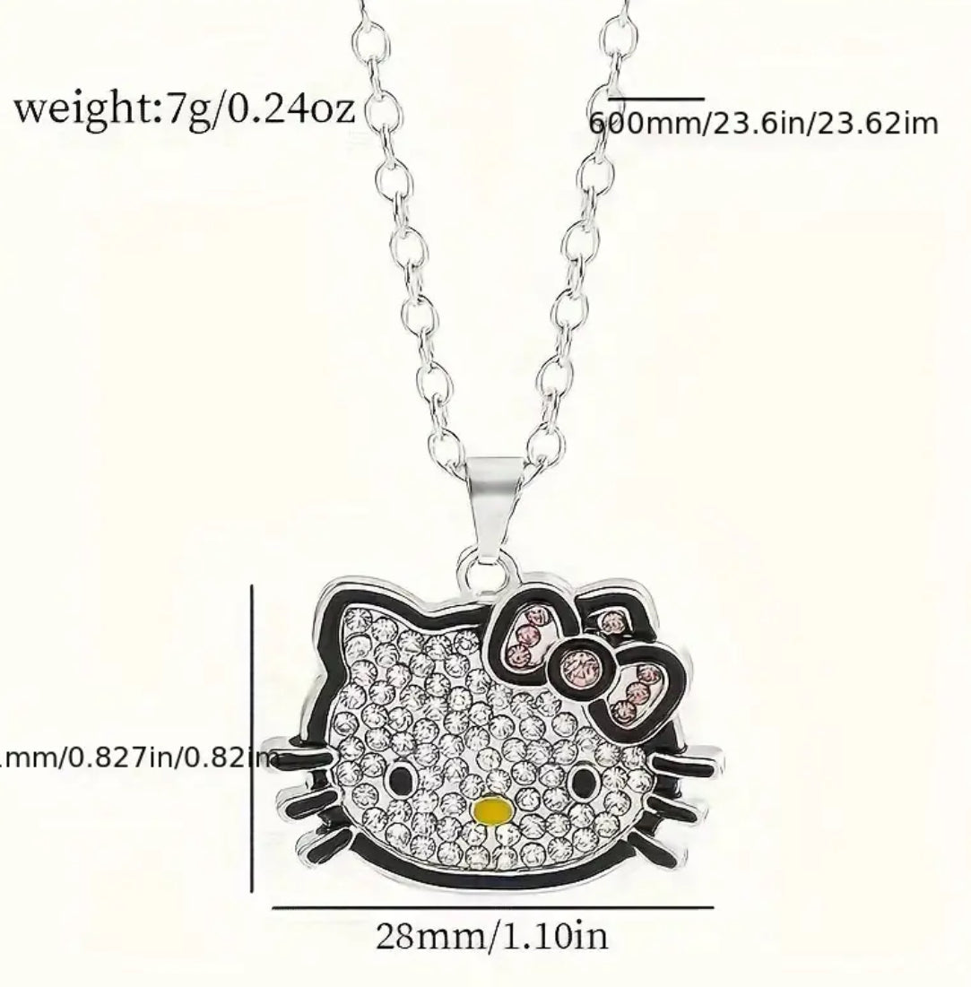 Conjunto de joyas de Hello Kitty con licencia de Sanrio: encantador collar y pendientes con colgante