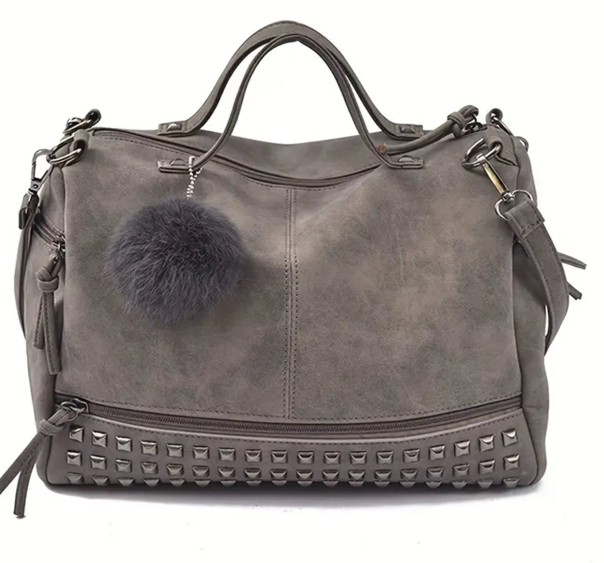 “Edgy Studded Punk” Shoulder Bag, Casual Hobo Satchel Purse