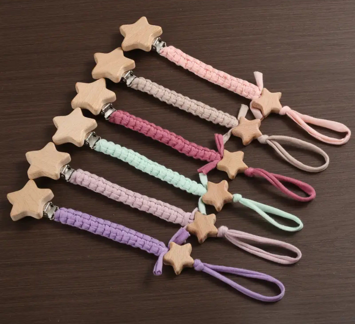 Cadena para chupete con forma de estrella, tejida a mano, 1 pieza Twinkle