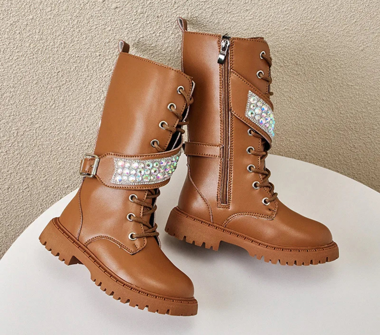 Sequined Korean Style Side Zipper, High Boots