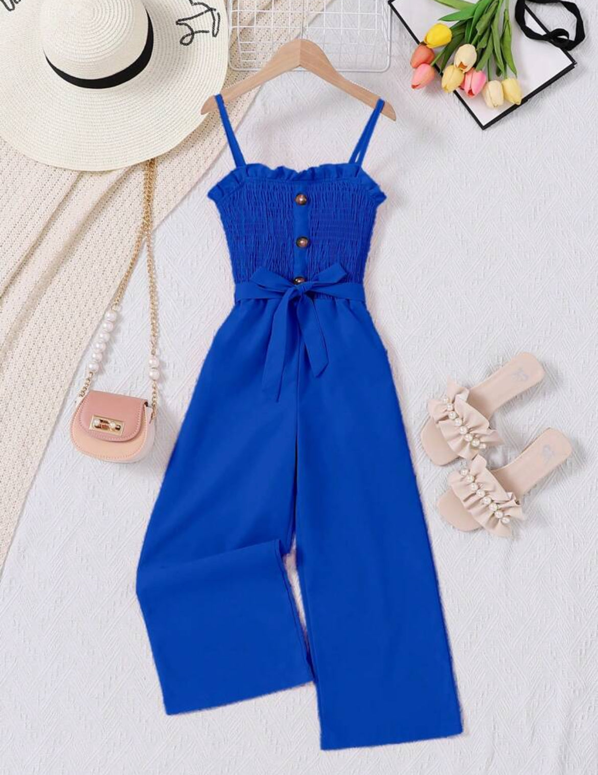 ‘SUMMER’ Girls Ruched Jumpsuit
