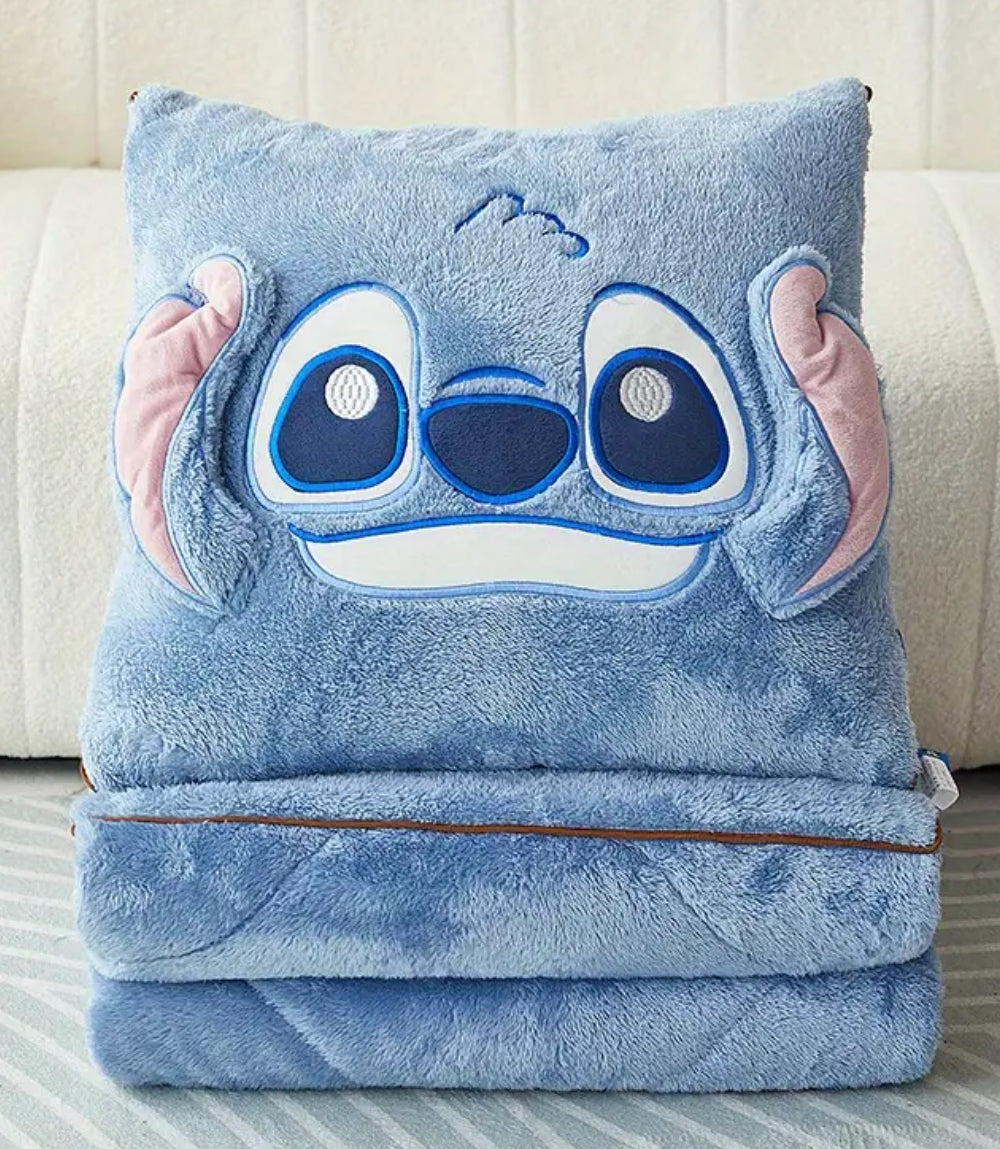 “Stitch Pillow & Blanket” 2-in-1, Portable Quilt & Sleeping Pillows