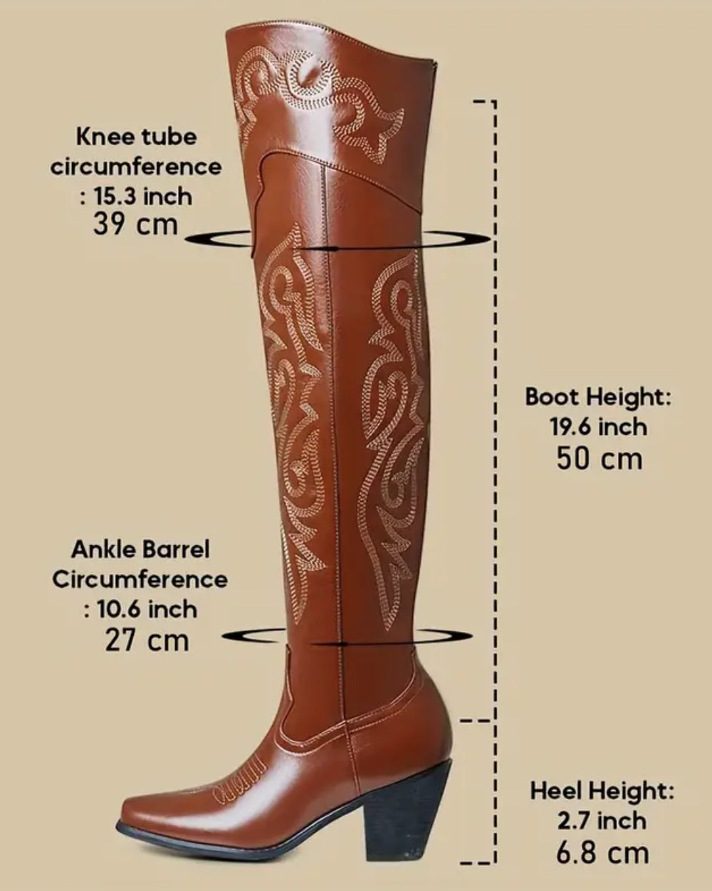 Women Cowboy Western, Vintage Retro High Heeled Long Boots