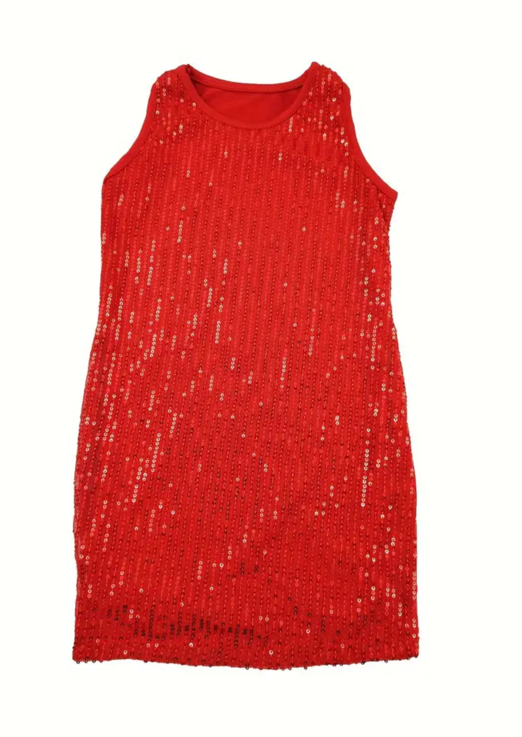 Glittering Sequin Decor, Sleeveless Dress For Girls