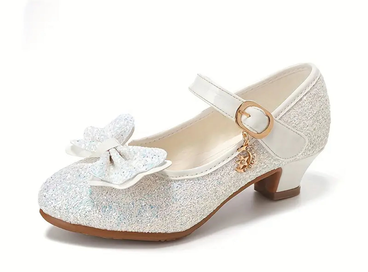 “Mirrors &amp; Bows” Lentejuelas elegantes, tacones altos estilo princesa 