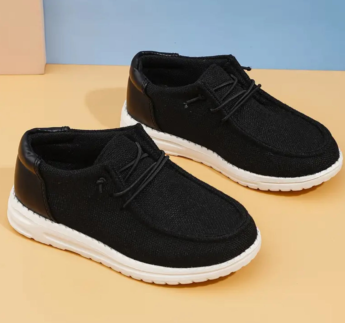 “ Trendy Canvas” Casual Comfortable Solid Color Loafer Shoes For Boys