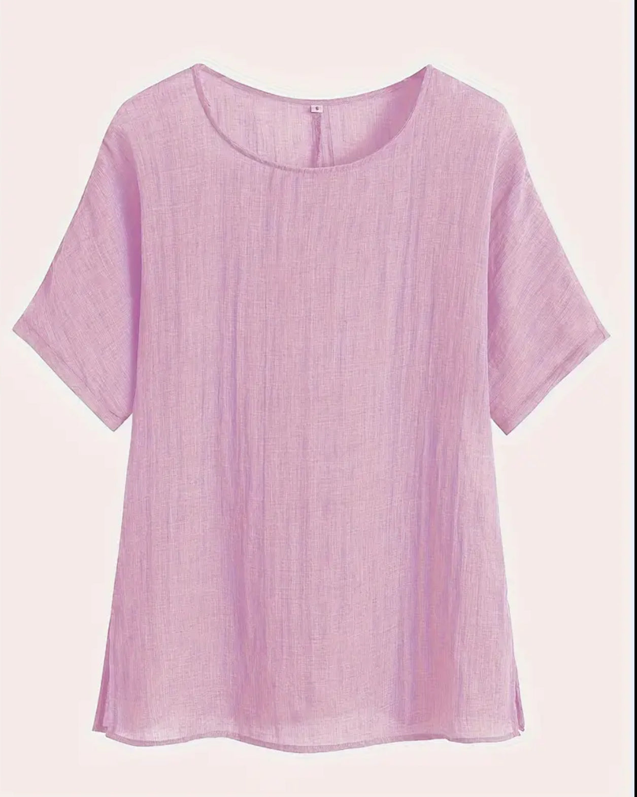 Blusa lisa de cuello redondo, informal, manga corta, suelta