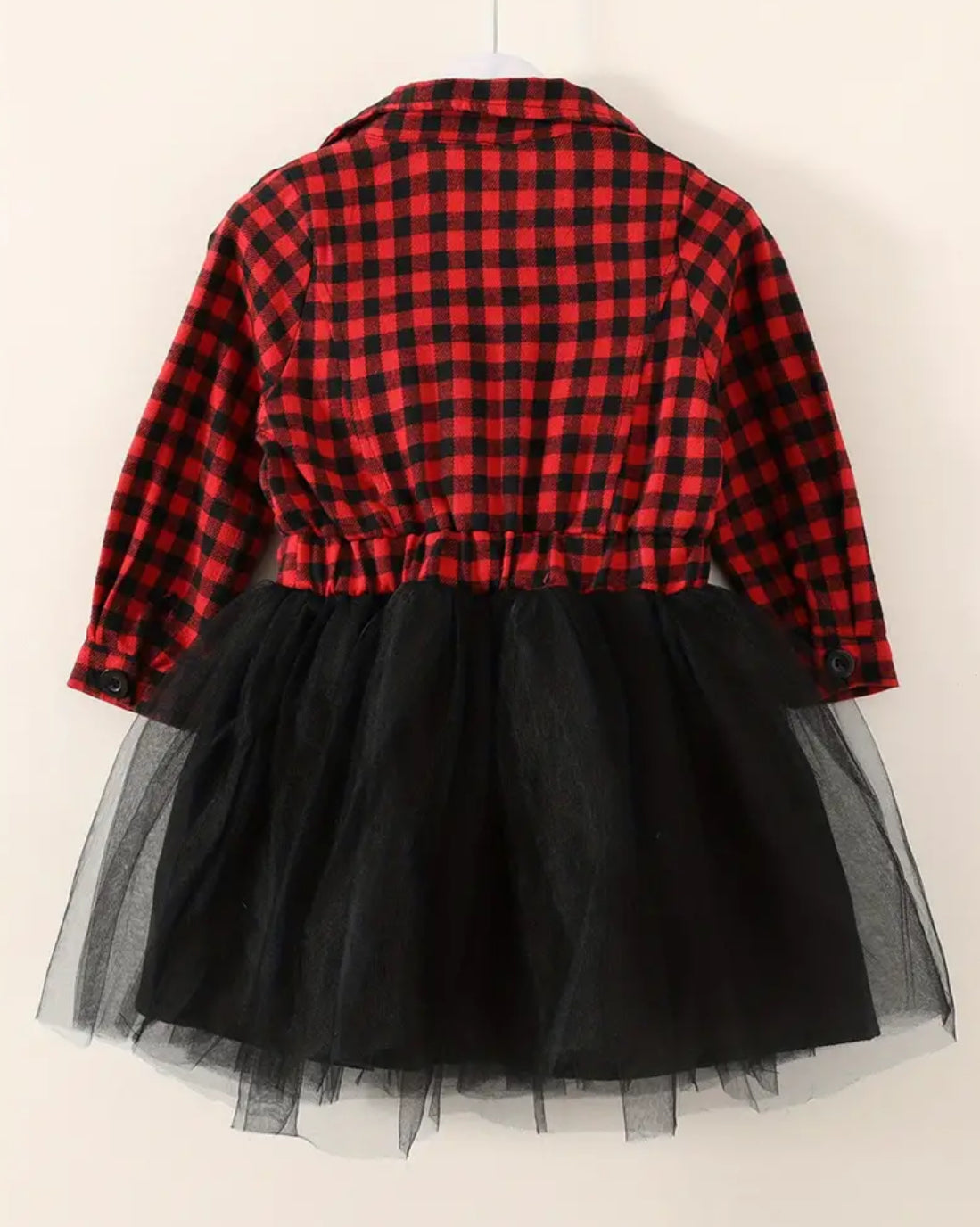 Party “Tulle Tutu” Skirt Dresses, Plaid Long Sleeve