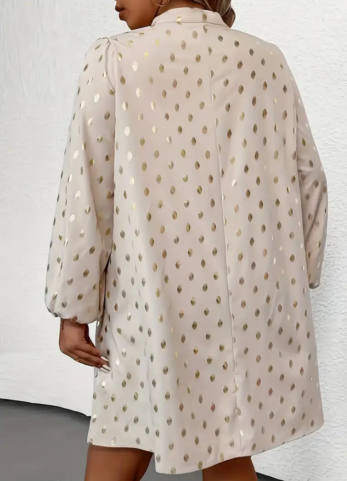 “Chic Polka Dot Dress” Flowy Long Sleeves, Timeless Style, Up To 5XL