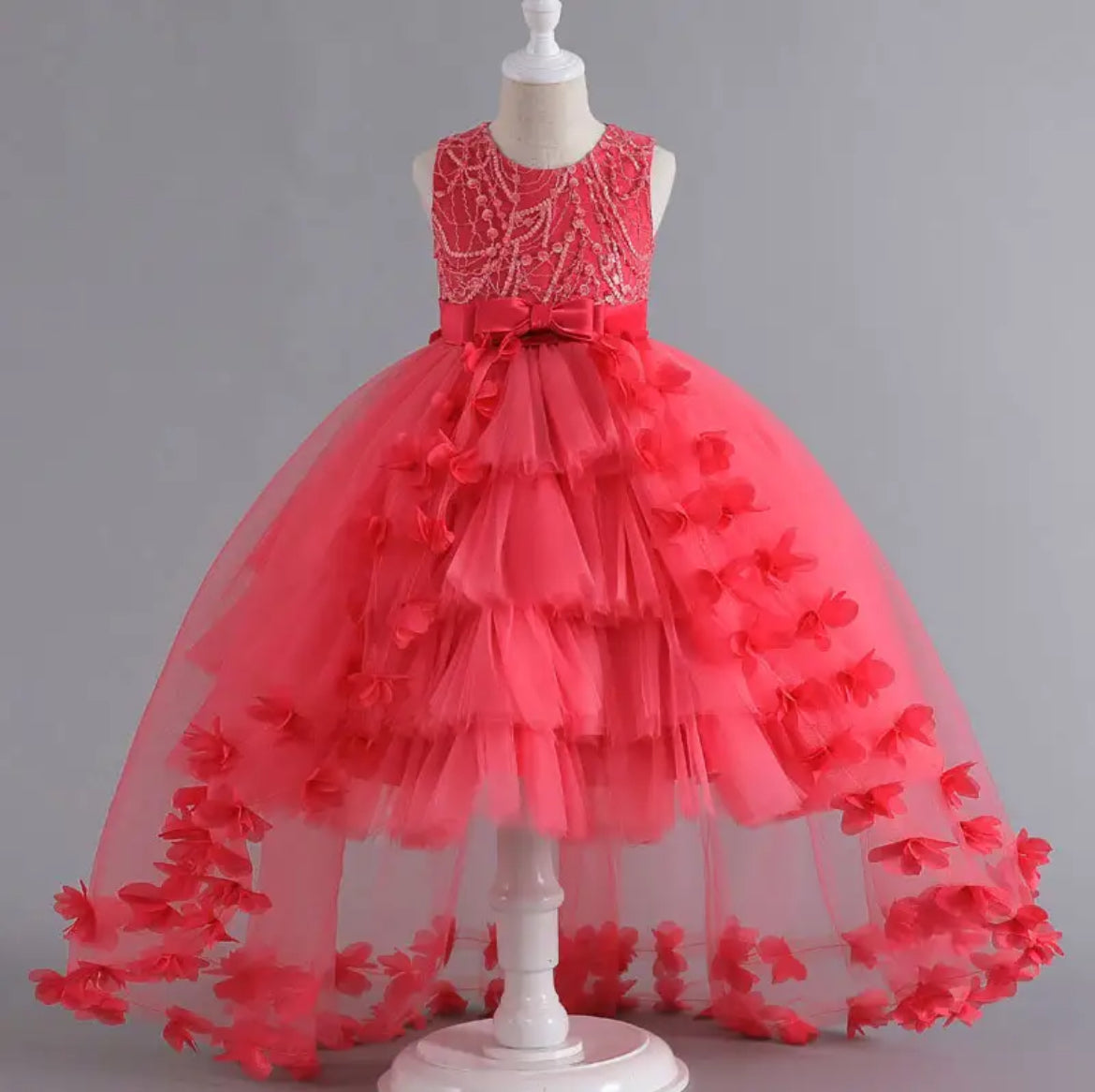 Elegant Girls' Princess Flowers, Tutu Dress with Flowing Train