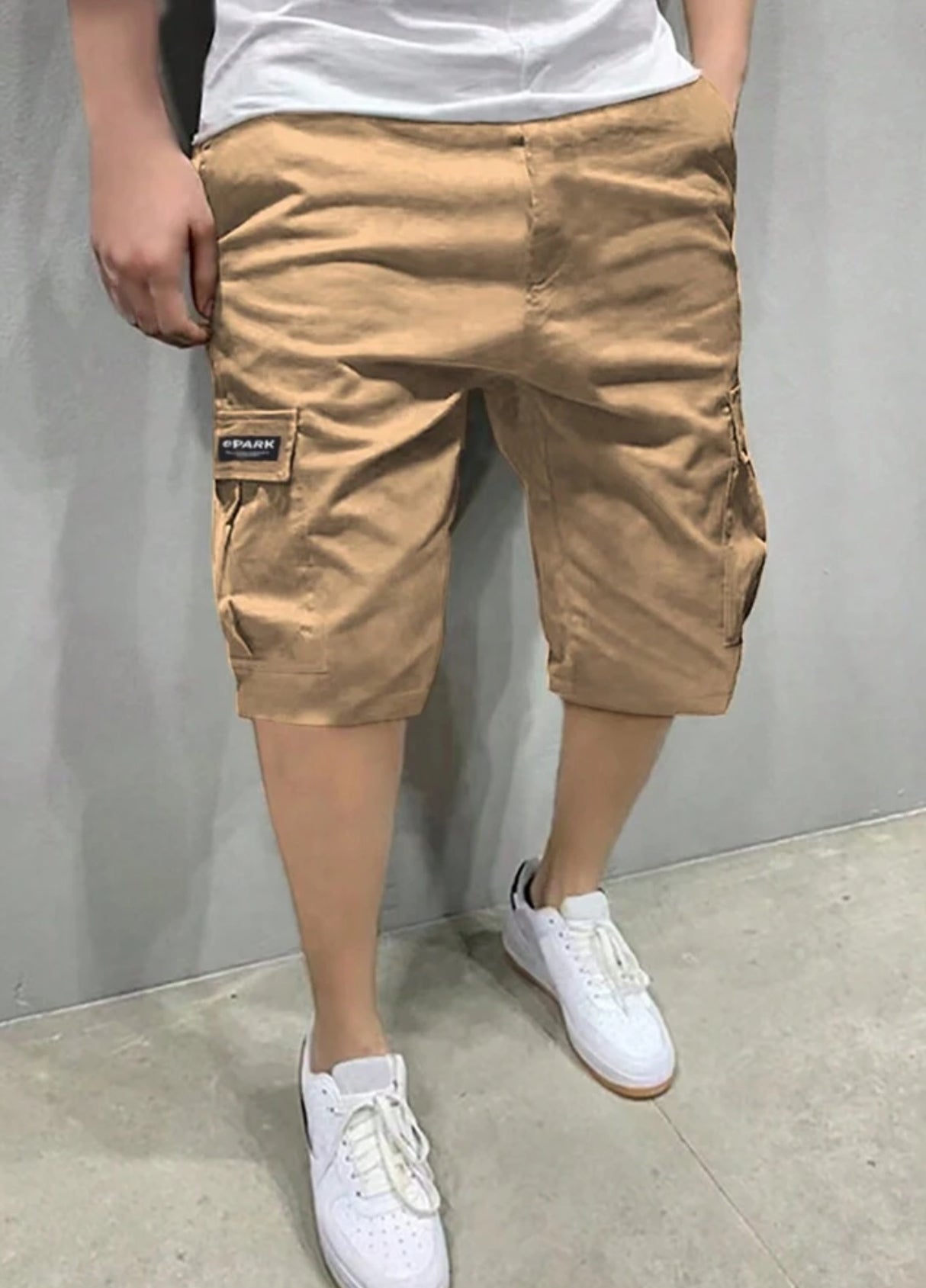 Pantalones cortos con bolsillos y etiqueta tejida inglesa de moda para adolescentes