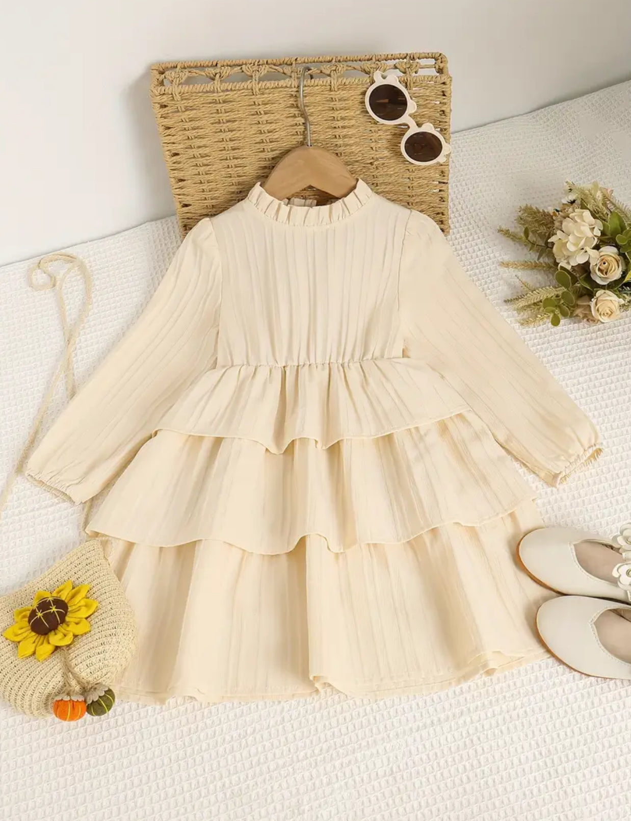 “Juliet” Elegant Tiered Hem, Long Sleeve Princess Dress For Girls