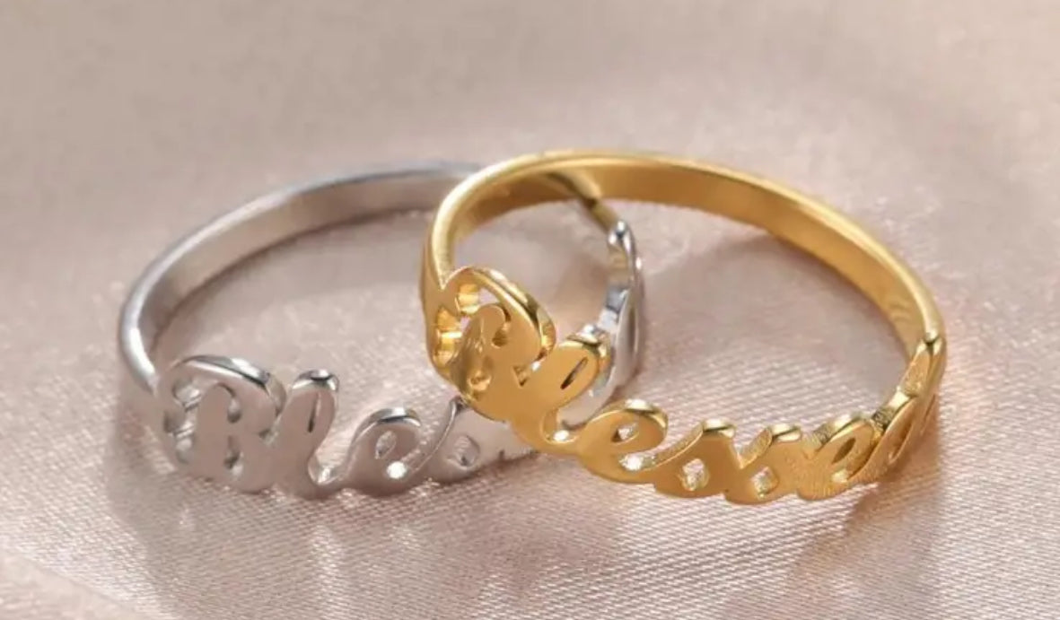 1pc, “Blessed” Ring, Adult, Gold or Silver Plated