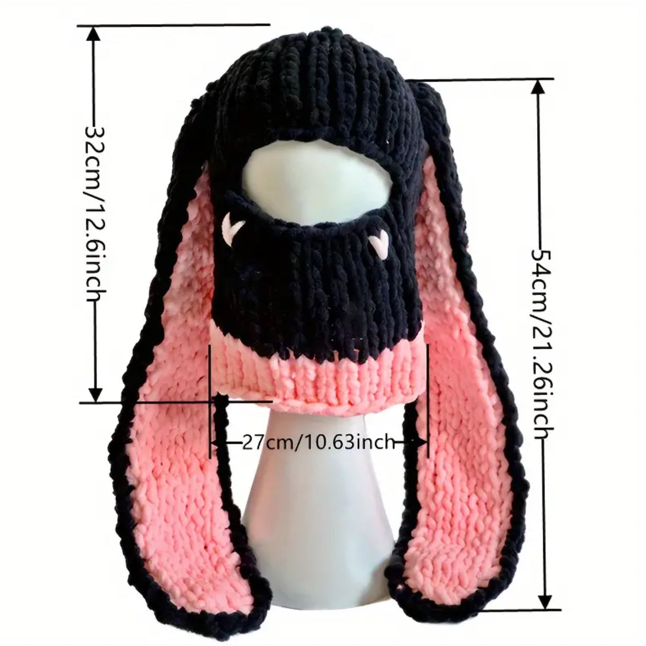 Rabbit Ear Plush Hat - Cozy Handcrafted Knit Winter Warmth - One-Size-Fits-All